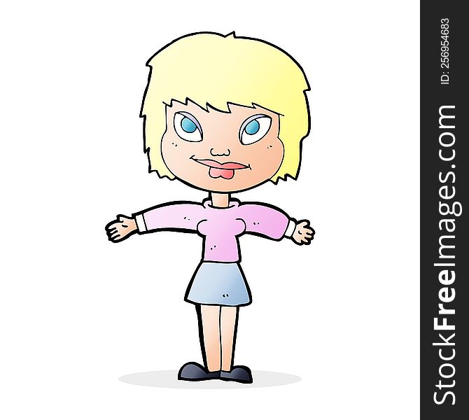 Cartoon Woman With Open Amrs