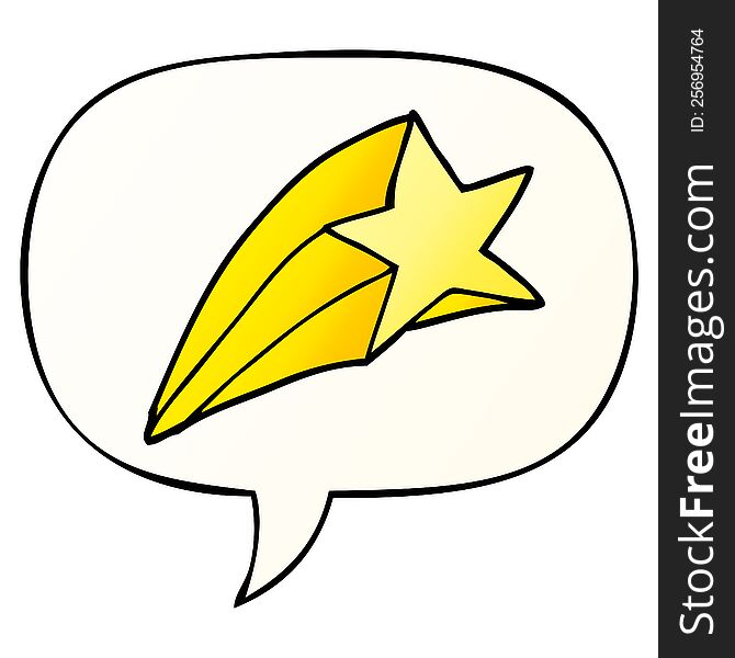 Cartoon Shooting Star And Speech Bubble In Smooth Gradient Style