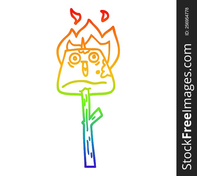 Rainbow Gradient Line Drawing Cartoon Marshmallow On Stick