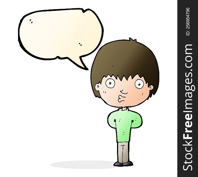 Cartoon Whistling Boy With Speech Bubble