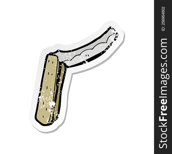 Retro Distressed Sticker Of A Cartoon Folding Razor