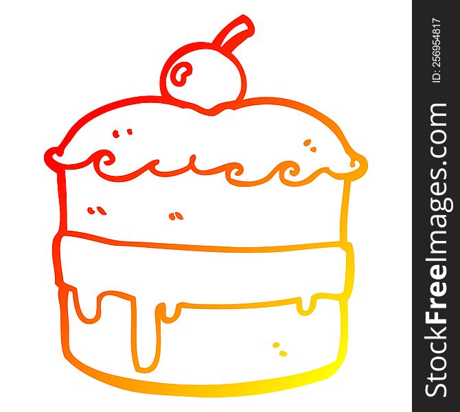 Warm Gradient Line Drawing Cartoon Cake