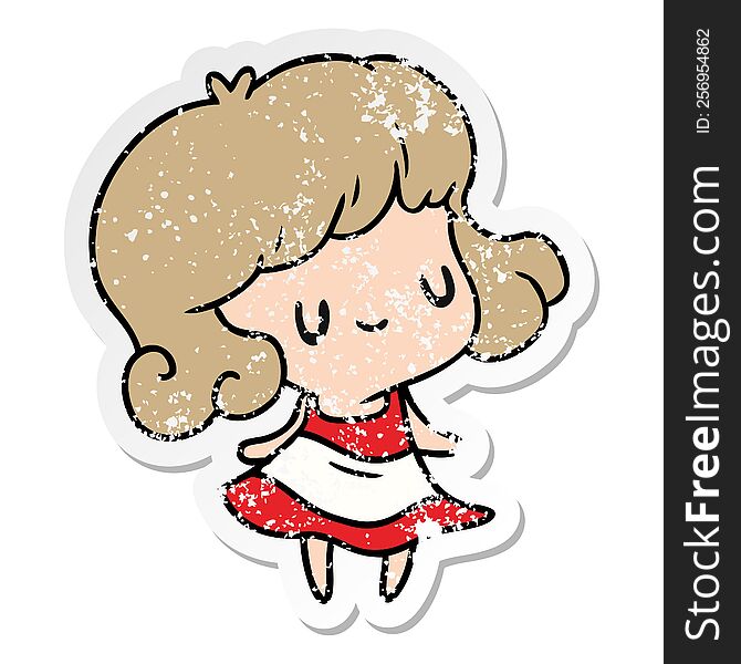 Distressed Sticker Cartoon Kawaii Of Cute Girl