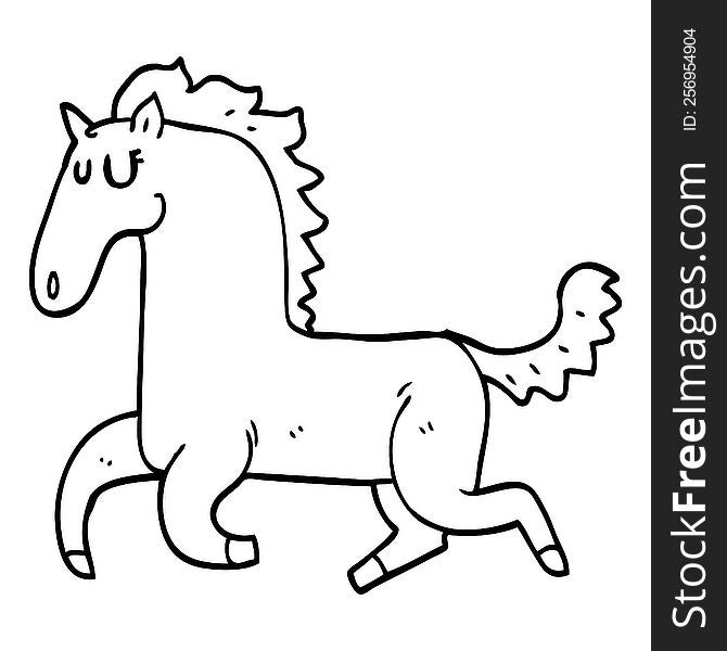 Line Drawing Cartoon Running Horse - Free Stock Images & Photos - 256954904  