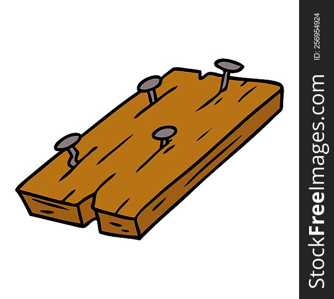 Cartoon Doodle Of Nails In A Board