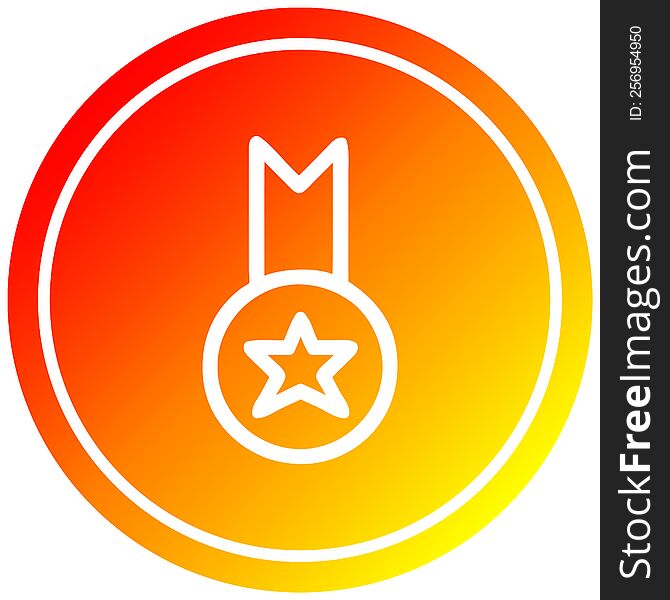medal award circular icon with warm gradient finish. medal award circular icon with warm gradient finish