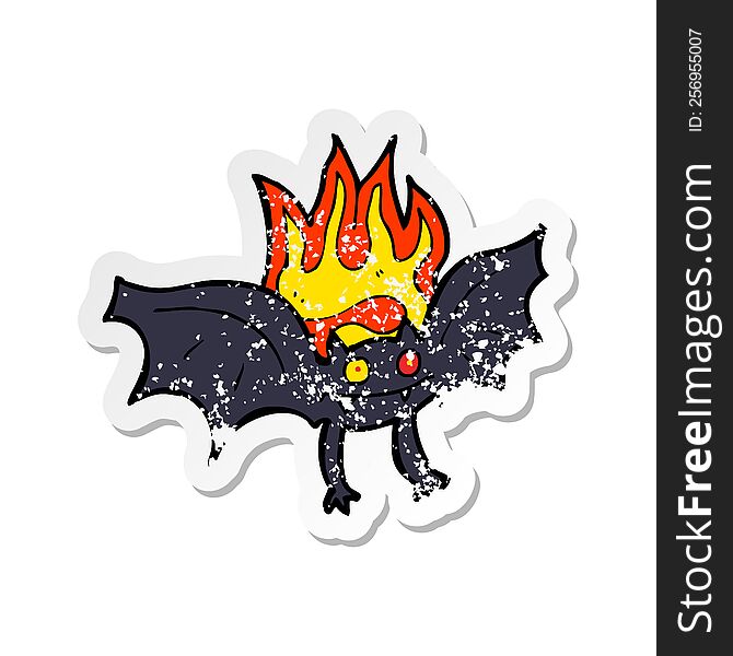 Retro Distressed Sticker Of A Cartoon Vampire Bat