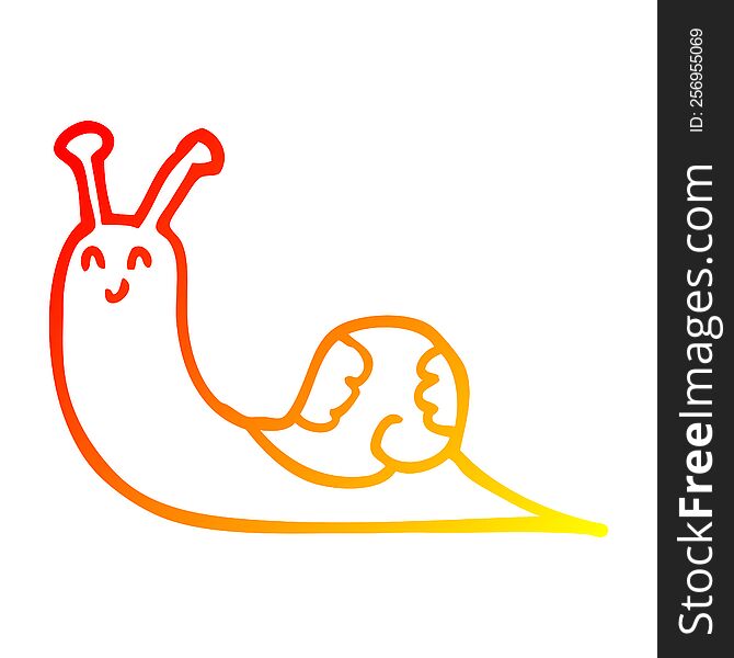 warm gradient line drawing of a cute cartoon snail