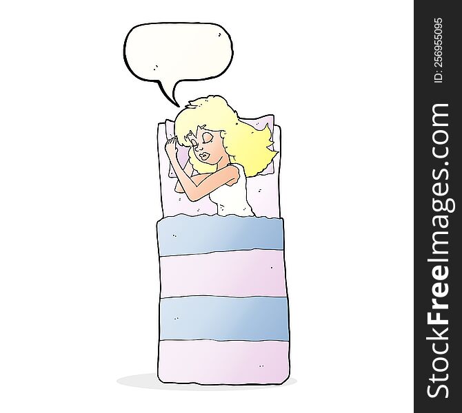 Cartoon Sleeping Woman With Speech Bubble