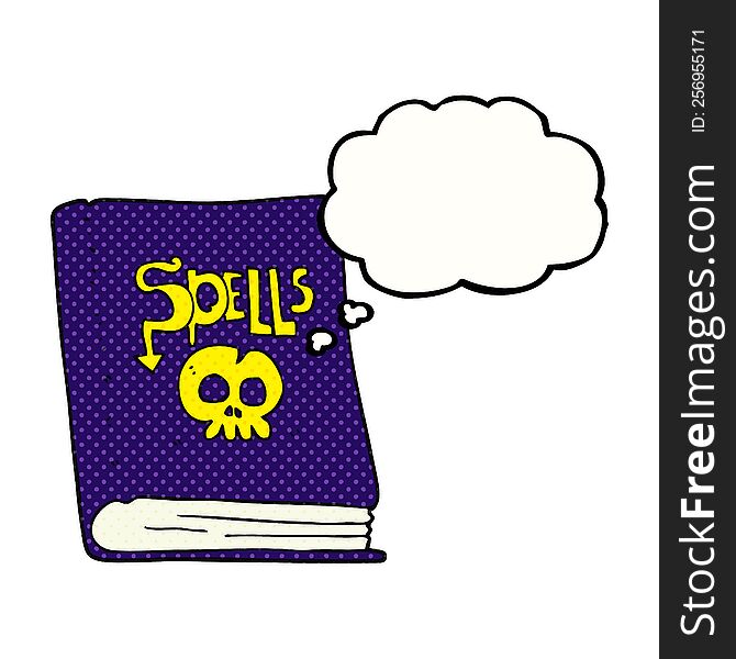 freehand drawn thought bubble cartoon spell book