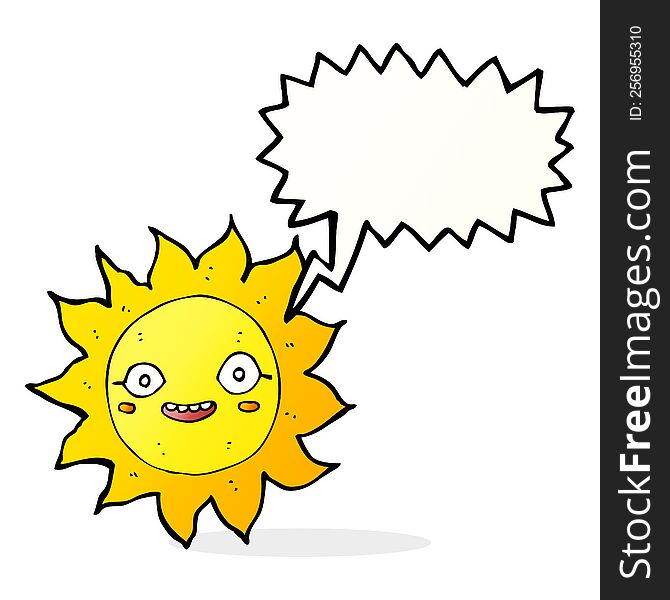 cartoon happy sun with speech bubble