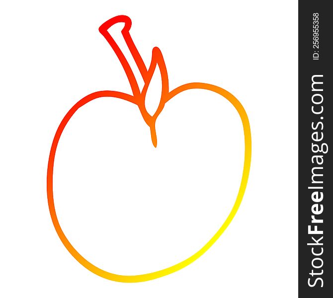 Warm Gradient Line Drawing Cartoon Of An Apple