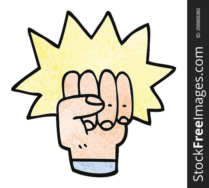 cartoon doodle punching fist
