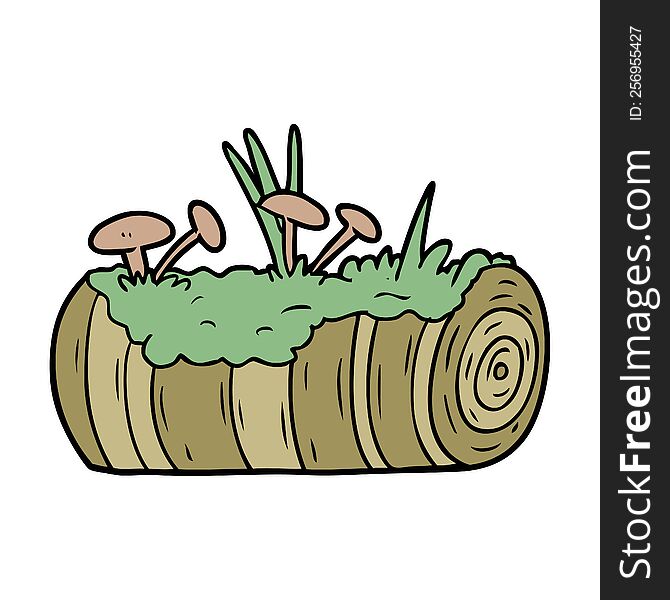 cartoon old log with mushrooms. cartoon old log with mushrooms