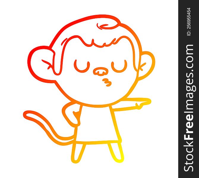 warm gradient line drawing cartoon calm monkey