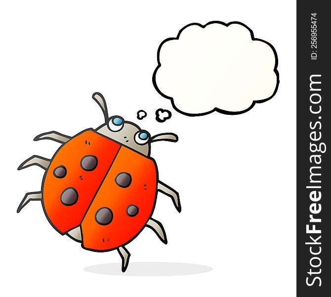 freehand drawn thought bubble cartoon ladybug