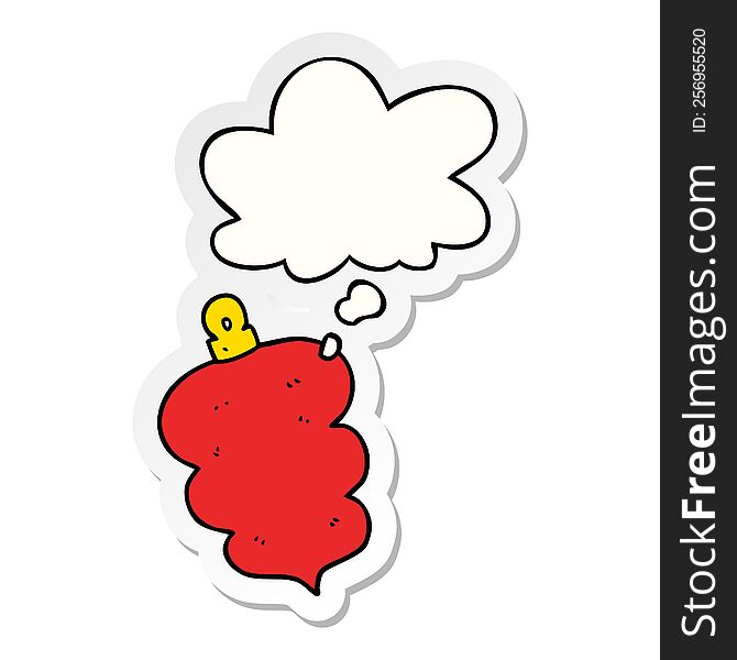 cartoon christmas bauble with thought bubble as a printed sticker