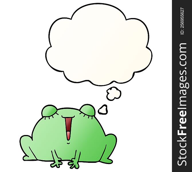 Cute Cartoon Frog And Thought Bubble In Smooth Gradient Style