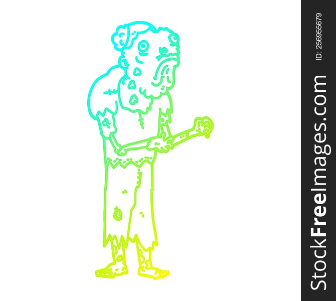 Cold Gradient Line Drawing Cartoon Zombie