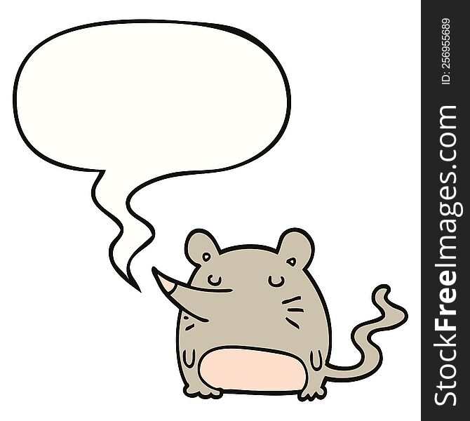 Cartoon Mouse And Speech Bubble