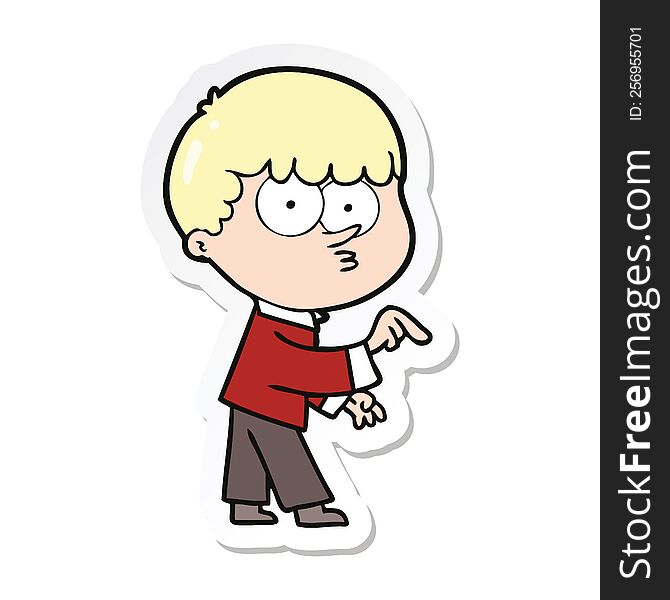 Sticker Of A Cartoon Curious Boy