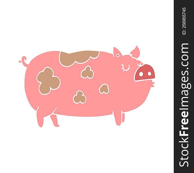 flat color style cartoon pig