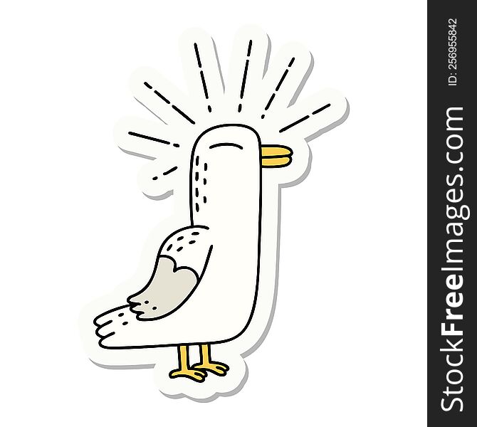 sticker of a tattoo style seagull bird