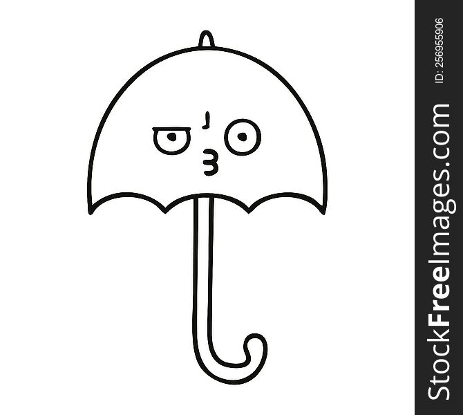 Line Drawing Cartoon Umbrella