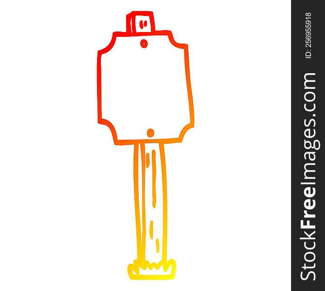 warm gradient line drawing of a cartoon blank sign post