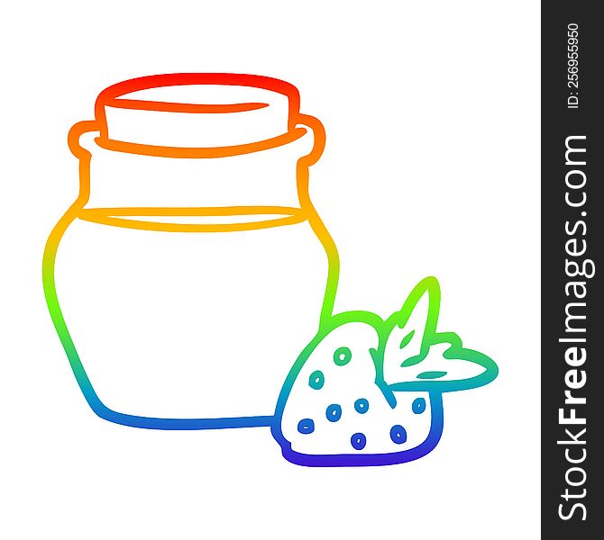 rainbow gradient line drawing of a jar of strawberry jam