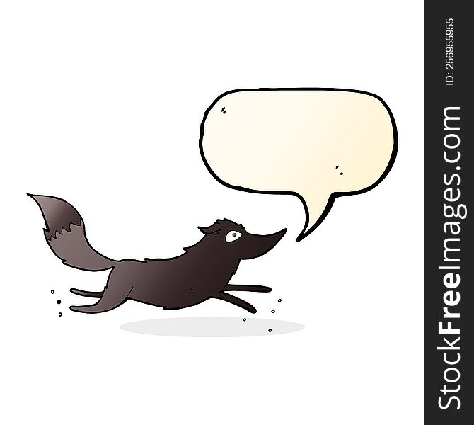 Cartoon Wolf Running With Speech Bubble