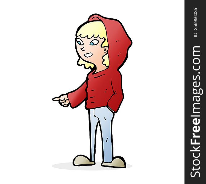 Cartoon Pointing Teenager