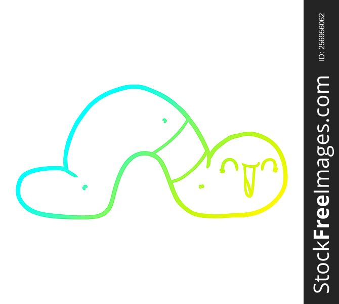 cold gradient line drawing of a cartoon worm