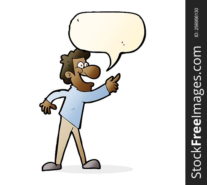 Cartoon Man Pointing And Laughing With Speech Bubble