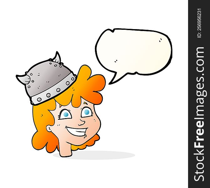 Speech Bubble Cartoon Female Viking Face