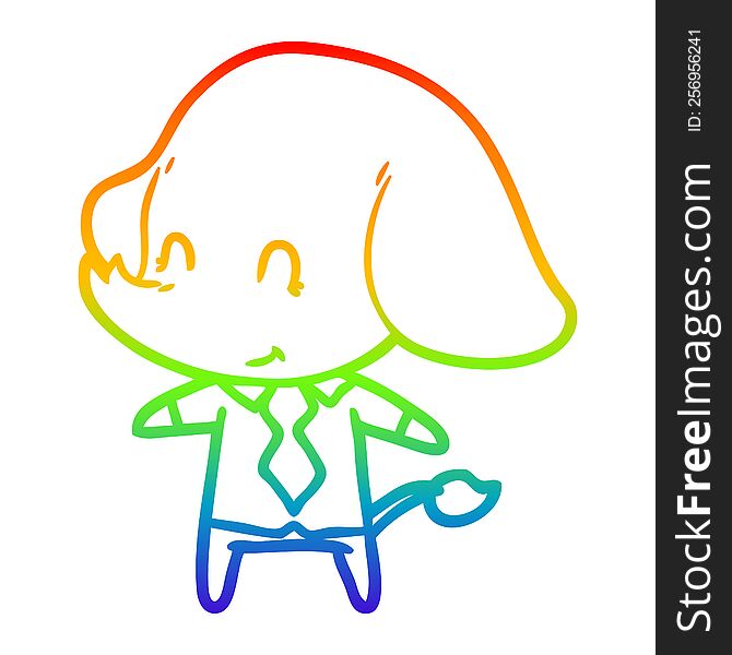 Rainbow Gradient Line Drawing Cute Cartoon Elephant Boss