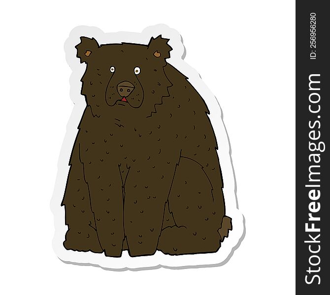Sticker Of A Cartoon Funny Black Bear