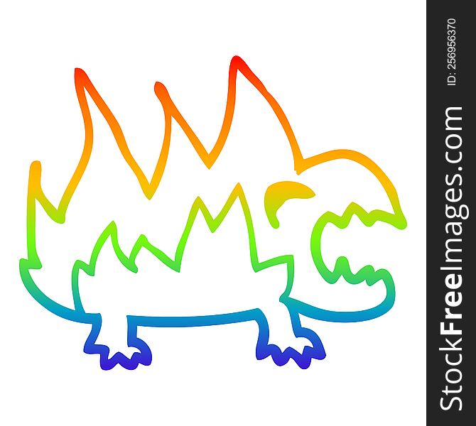 Rainbow Gradient Line Drawing Cartoon Fire Demon