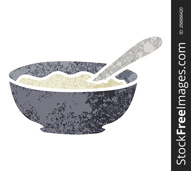 Quirky Retro Illustration Style Cartoon Bowl Of Porridge