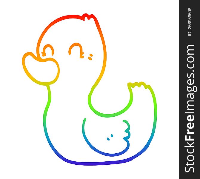 rainbow gradient line drawing of a cartoon duck