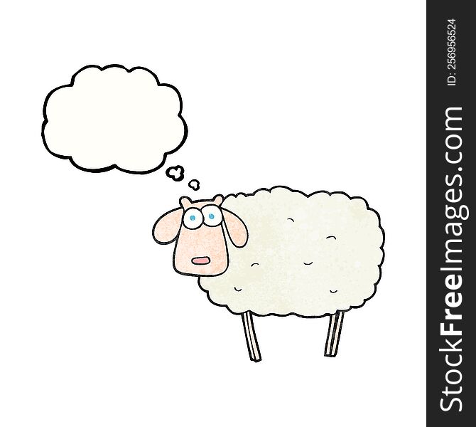 freehand drawn thought bubble textured cartoon sheep