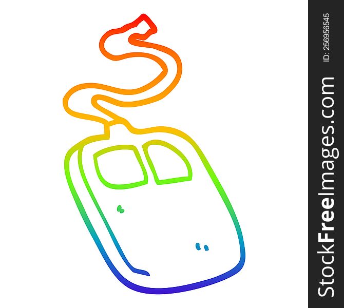 rainbow gradient line drawing of a cartoon old computer mouse