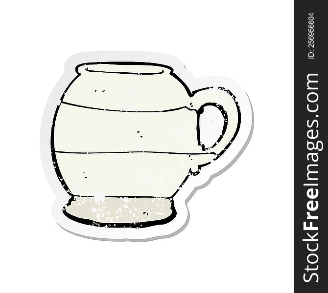 Retro Distressed Sticker Of A Cartoon Old Style Mug