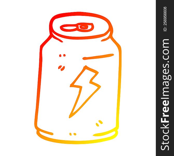 warm gradient line drawing of a cartoon can of energy drink