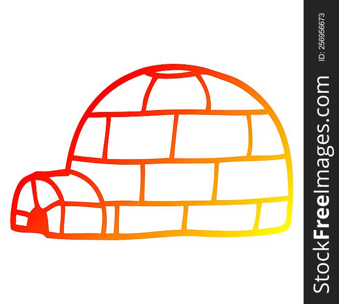 warm gradient line drawing of a cartoon igloo
