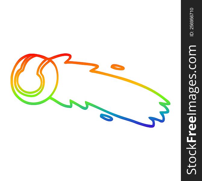 rainbow gradient line drawing cartoon flying tennis ball