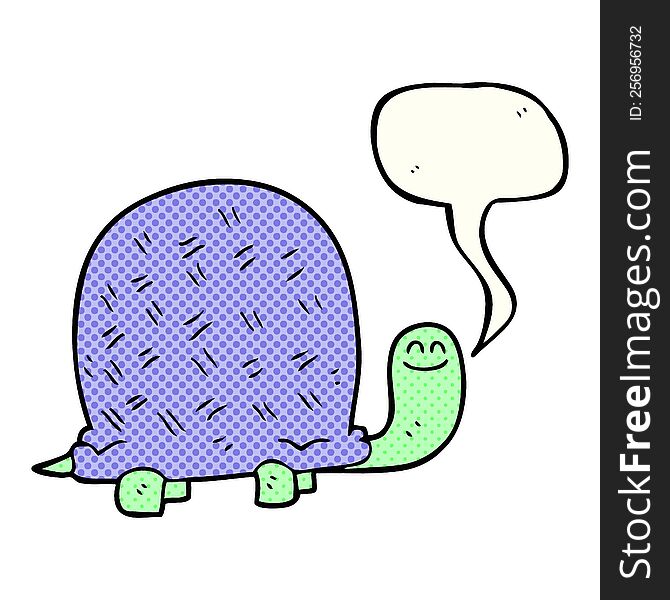 freehand drawn comic book speech bubble cartoon turtle