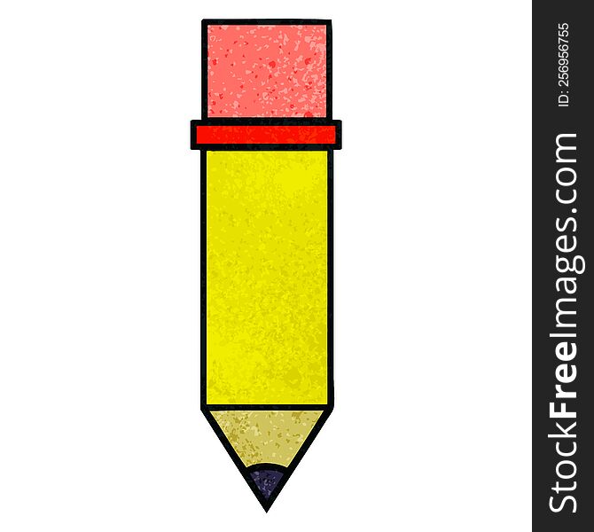Retro Grunge Texture Cartoon Of A Pencil