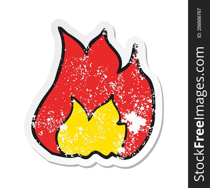 Retro Distressed Sticker Of A Cartoon Fire Symbol