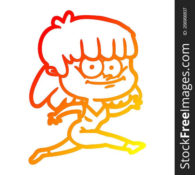 warm gradient line drawing of a cartoon girl smiling